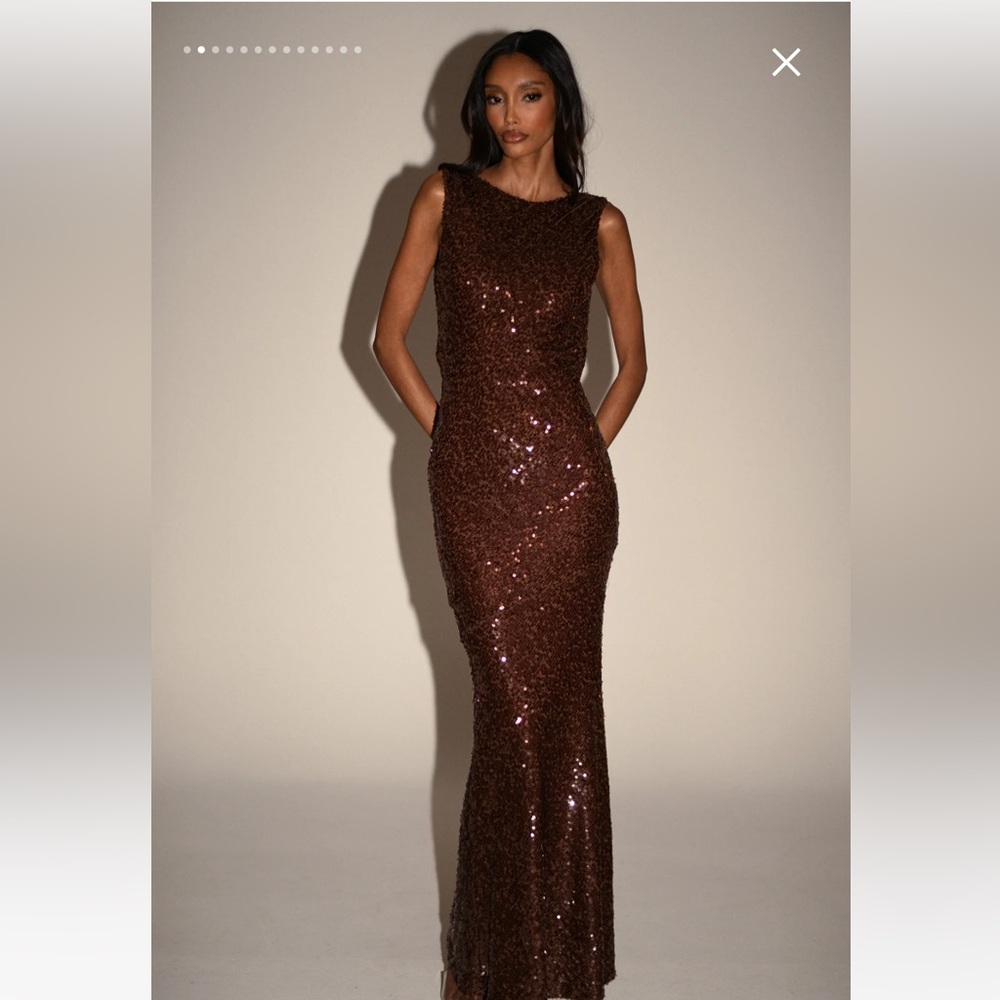 Brand New Meshki Madera Backless Sequin Maxi Gown